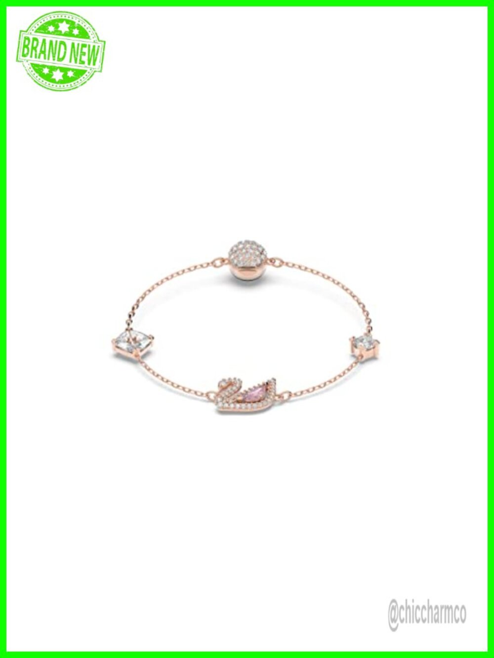 Swarovski Dazzling Swan Crystal Bracelet Rose Gold Plated Magnetic
